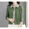 Outono/Inverno 2026 Novo Estilo Coreano Roupa de Mãe Cardigã de Tricô Roupa de Outono Jaqueta Cardigã Color Block Suéter Top Feminino Tendência
