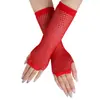 Red de pesca de malla gruesa guantes elásticos fábrica al por mayor guantes largos sexys punk medio dedo guantes de etiqueta para discoteca transfronterizo