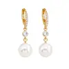 Nuevos pendientes de perlas de imitación transfronterizos europeos y americanos, aretes largos de borla de cobre vintage elegantes con temperamento de hada para mujer