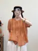 Novedades de Verano: Camisa de Ramio Bordada Hueca de Alta Resistencia Estilo Vintage, Cuello Redondo, Manga Corta, Top Fino de Ramio al por Mayor