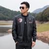 Chaqueta de cuero de PU con cuello de béisbol bordado para hombre, ropa de motocicleta, primavera y otoño 2019, moda casual para hombre, una generación de cabello