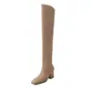 6.5 Botas Elásticas Ajustadas de Moda Estilo Coreano 2026 Otoño e Invierno Nuevas Botas Altas Hasta la Rodilla con Punta Cuadrada y Tacón Grueso Botas de Moda