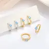 Brincos de Prata Esterlina S925 com Zircônia Azul Microincrustada, Ear Cuffs Simples e Fashion Japoneses e Coreanos, Argolas de Design Versátil e Cool de Nicho