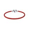 Pulsera Trenzada de Alambre de Acero con Hebilla en Forma de Corazón Versátil Pulsera de Hilo Rojo DIY Adecuada para Ensartar Cuentas Cadena Básica Compatible con Cuentas Panjia