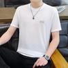 Homens Ice Silk Quick-drying T-shirt de manga curta Round Neck Summer High-end moda Juventude meia manga Ice-sensing T-shirt Plaid