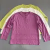 Camiseta Casual de Otoño Nueva de Manga Larga con Cuello Henry Estilo Minimalista para Mujer, Holgada, Diaria, Color Sólido, Transpirable, Capa Base