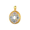 Colgante de Plata de Ley S925 Vintage Bicolor con Microincrustaciones de Pétalos para Cabujón Ovalado Accesorios para Joyería DIY con Piedras Preciosas