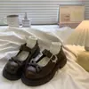 Zapatos de Cuero Gruesos Estilo Británico Retro para Niñas, Zapatos Mary Jane con Hebilla de Lazo, Zapatos Individuales Estilo Escolar para Faldas