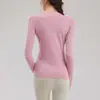 Top Deportivo para Mujer Otoño e Invierno Ajustado Cuello Redondo Secado Rápido Traje de Yoga Profesional Transpirable para Correr Entrenamiento Fitness Manga Larga