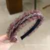 Diadema de Malla Elegante de Cristal para Verano, Nuevo Estilo con Pliegues, Hace que la Cara Parezca Más Pequeña, Fresca y Dulce, con Dientes para un Ajuste Seguro, Accesorio de Lujo para el Cabello