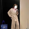 Pijama para Mulheres Primavera e Outono Pijama de Algodão Tecido 100% Algodão Conjunto de Manga Longa Roupa de Casa Outono e Inverno