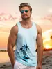 Camiseta sin mangas casual de verano para hombre con estampado 3D, estilo hawaiano, moda, cuello redondo, chaleco de playa para hombre