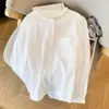 Item Popular de Alta Qualidade das Treze Linhas de Guangzhou ~ Camisa Feminina de Manga Longa 2025 Nova Início do Outono Solta Gola Redonda Top com Botão de Pérola