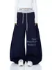 Primavera y Otoño Letra Americana Perforación Caliente Bloque de Color Pantalones Deportivos Casuales de Pierna Ancha Sueltos para Mujer Danza de Jazz de Moda