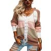 Transfronterizo Otoño e Invierno 2025 Nuevo Suéter Cardigan con Lazada Estilo Europeo y Americano Manga Larga Bloques de Color Abrigo de Mujer