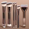 Set de Pinceles de Maquillaje Doble Cara Transfronterizo Europeo y Americano, Pincel para Base tipo Almohada, Pincel para Polvo de Rubor, Pincel de Maquillaje Color Café, Herramientas de Belleza