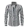 Nueva camisa de rayas de manga larga para hombre de Amazon Europa y América, impresa en 3D, estilo casual de negocios, camisa transpirable