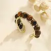 Anillo Abierto Ojo de Tigre Maillard Ecológico, Diseño Versátil de Nicho, Conjunto de Joyería de Moda de Alta Gama