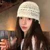 Gorro Tejido a Mano de Verano con Calados para Mujer, Estilo Étnico, Perfecto para Fotos de Viaje, Elegante Gorro