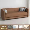 Sofá apartamento pequeño stock listo pata de gato cuero lujo ligero sala de estar apartamento pequeño sofá apartamento casa de alquiler tres personas madera