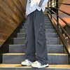 Calças funcionais com forro de fleece e espessadas para homens, outono e inverno, à prova de vento e à prova d'água, largas, plus size, casuais, calças masculinas