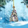 Árbol de Navidad acrílico plano creativo Regalo de Navidad festivo Hogar Decoración de espejo retrovisor de coche Colgante