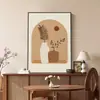 Pintura decorativa de restaurante estilo creme em madeira natural, arte de parede abstrata Morandi para entrada, pintura de parede para sala de jantar e sala de estar