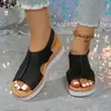 Sandalias de Verano Transfronterizas con Doble Velcro y Suela de Corcho, Punta Abierta, para Mujer, Talla Grande, Comercio Exterior, Casual, Antideslizantes, Versátiles Zapatos de Playa