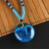 Collar de Cera de Abejas Ámbar Azul Flor Floreciendo Riqueza Gota de Agua Colgante de Flor Collar Largo Colgante Joyería para Parejas Hombres y Mujeres