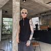 Fitness sem mangas Collar Emagrecimento Yoga Roupas Colete Frente Zíper Apertado Esportes Top Running T-shirt Fina
