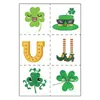 Stickers de tatuajes de purpurina irlandeses St. Pegatinas de maquillaje para fiesta navideña de Patrick trébol de cuatro hojas expresión cara impermeable
