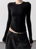 2025 Otoño Nuevo Retro Americano Chica Hot Camiseta Manga Larga para Mujer Otoño Nuevo Ajuste Entallado Camiseta Base Top