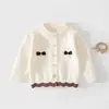 Cárdigan suave de punto con lazo para niña estilo coreano, nuevo y elegante para primavera y otoño 2026, suéter cárdigan para bebé