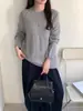 Suéter Pulôver Simples Versátil Gola Redonda Manga Raglan Estilo Coreano 2026 para Mulheres Outono Inverno Solto Sensação Preguiçosa Malha Quente