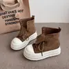 Botas de Cadarço com Solado Grosso Estilo Coreano Estilo Deserto Retrô Renda Fosca para Mulheres Novas Tênis Casuais Pequenos Outono e Inverno 2025