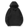 Sudadera con capucha fina de algodón peinado para primavera y otoño, talla grande para hombre, suéter holgado casual, cremallera a mitad de camino, abrigo de moda para hombre, talla grande