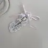 Pinza para el pelo de estilo ballet dulce de encaje con lazo de perlas y cinta BB Clip Lateral Borde del Cabello Roto de Verano