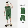 Preço PromocionalDuoduo Casa Conjunto Falso de Duas Peças em Malha para Meninos de Crianças Médias e Mais Velhas, Uniforme de Basquete Infantil de Verão