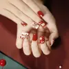 Uñas Portátiles de Navidad Copo de Nieve Amor Brillo Manicura Uñas Postizas Cortas Almendra Mariposa Uñas Largas Europeas y Americanas Venta al por Mayor