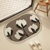 Alfombrilla absorbente de tierra de diatomeas dura de dibujos animados personalizada, alfombrilla de pie de secado rápido para baño, alfombrilla de pie antideslizante para entrada de baño y inodoro