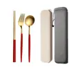 Conjunto de Três Peças de Colher, Garfo e Hashis Portugueses Conjunto Portátil Colher e Hashis de Estudante Utensílios de Mesa Conjunto de Duas Peças Picnics ao Ar Livre Viagem Portátil