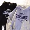 Novo Moletom com Letra para Homens e Mulheres, Estilo College, Tendência Esportiva, Casual Preguiçoso, Confortável, Peça Superior Versátil