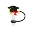 Temporada de graduación tema gorra de paja tapón de paja reutilizable lindo dibujos animados tapa antipolvo gorra de paja venta al por mayor