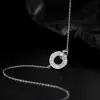 Collar de eslabones de anillo Nicho para niña Lujo ligero Sentido de alto nivel Números romanos Colgante de circonita brillante Cadena para la clavícula Regalo