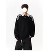Sudadera con capucha de bloques de color a rayas americanas para hombre, Otoño, Marca de moda, Casual, Para pareja, Camisa POLO, Adolescente, Versátil, Top de manga larga