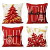 Funda de almohada de venta caliente transfronteriza con diseños temáticos de árbol de Navidad, renos, copos de nieve y rojo para decoración ambiental, fundas de cojín personalizadas al por mayor