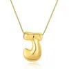 Collar con colgante de 26 letras del alfabeto inglés, chapado en cobre transfronterizo, oro real de 18k, liso, de burbuja de globo, gordito, lindo, versión Q