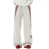 Calça de Moletom Esportiva Listrada Americana Masculina Outono 2025 Nova High Street Solta Caimento Reto Perna Larga Casual Longa