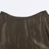 Exportación Transfronteriza Ropa de Mujer Primavera 2026 Estilo Europeo y Americano Cintura Media Textura de Satén de Seda Empalme Falda Línea A para Mujer F612052
