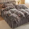 Conjunto de Roupa de Cama de Lã de Leite de Quatro Peças com Saia Inverno Espessado Coral Fleece Lençol de Cama Flanela Plush Dupla Face Capa de Edredom Roupa de Cama